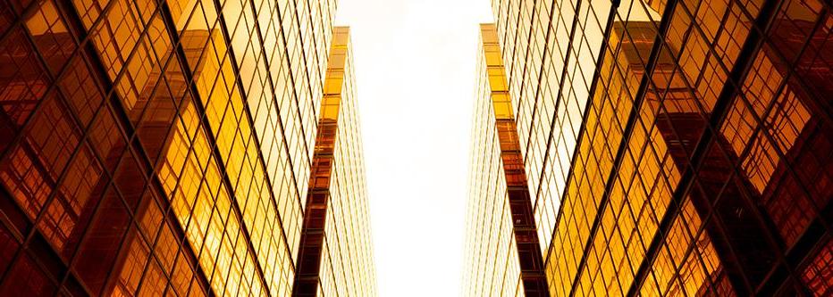 Yellow glass buildings